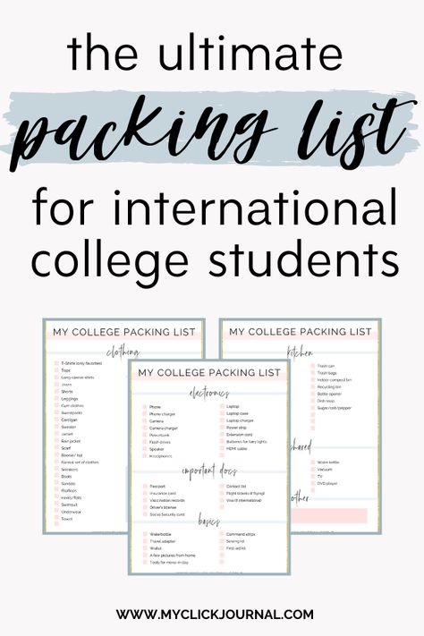 the best college packing list for out of state students and international students! University Checklist, What To Bring To College, College Printables, University Organization, College Packing List, Dorm Packing, Freshman Tips, College Checklist, College Packing Lists