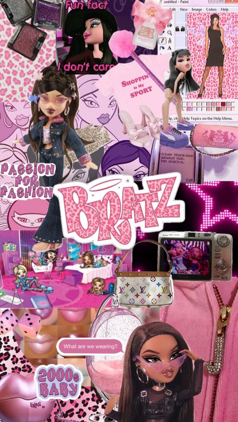 #bratz #y2k Bratz Movie, 2000s Wallpaper, Bratz Y2k, Nicki Minaj Wallpaper, Black Bratz Doll, Y2k Bratz, Iphone Wallpaper Vsco, Painted Clothes Diy, Brat Doll