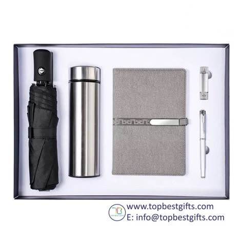 Your logo is what makes your corporate gifts truly unique. This package contains an executive pen, a USB Drive, a vacuum flask, an umbrella and a notebook with a great range of design options to suit your company's needs. Ask us how! Minimum: 100 sets For more details, contact us⤵ 📪: info@topbestgifts.com WA: +86 138 2610 2991 #corporategifts #giftideas #gifting #yearendgift #marketing #branding #events #eventplanning Charcuttery Boards, Company Gifts Business, Corporate Promotional Items, Event Wristband, Corporate Branded Gifts, Luxury Corporate Gifts, Boo Gift, Unique Corporate Gifts, Entrepreneur Gifts