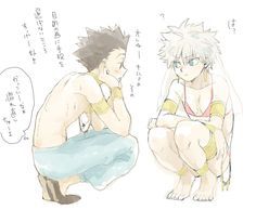 Ging Freecss, Hunterxhunter Killua, Gon Killua, Killua Zoldyck, Hunter Anime, Angel And Devil, Black And White Drawing, My Hero Academia Manga, Hunter X Hunter