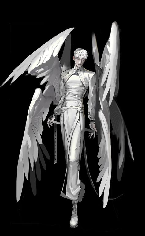 ArtStation - ANGEL Angels Character Design, Drawing Angels, Angel Illustration, Mythical Monsters, Angel Drawing, Angel And Devil, Creature Concept Art, Character Design Male, Character Ideas