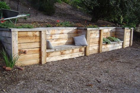 wood retaining wall under deck #retainingwallideas Wooden Retaining Wall, Simple Landscape Design, Wood Retaining Wall, Backyard Retaining Walls, Under Deck, Garden Retaining Wall, Sloped Backyard, Landscaping Retaining Walls, Building A Pergola