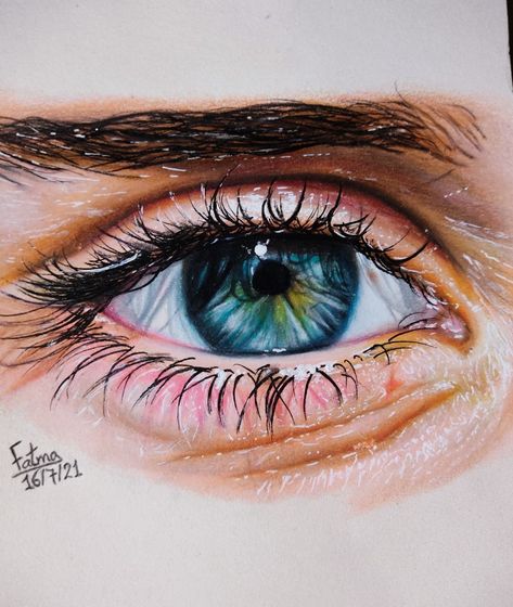 Realism eye drawing using prismacolor colored pencils Eyes Drawing Color, Side Face Drawing, Eye Pencil Drawing, Prismacolor Drawing, Using Colored Pencils, Eye Drawings, Realistic Eye Drawing, Color Pencil Sketch, Eye Illustration