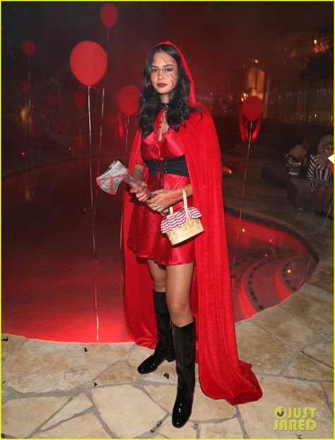 Courtney Eaton Is a Bloody Little Red at Just Jared Halloween Party 2017! | courtney eaton r5 just jared halloween party 2017 01 - Photo Hefner Halloween Costume, Hugh Hefner Robe, Little Red Riding Hood Outfit, Hugh Hefner Costume, Red Riding Hood Outfit, Warm Halloween Costumes, Little Red Riding Hood Halloween, White Formal Gowns, Warm Halloween