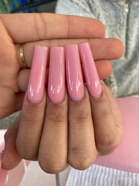 Plain Baby Pink Nails, Baby Pink Long Nails, Plain Long Nails, Pink Plain Nails, Plain Pink Acrylic Nails, Long Baby Pink Acrylic Nails, Warm Pink Nails, Plain Pink Nails, Solid Pink Nails