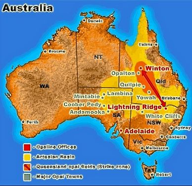 Coober Pedy, Andamooka, White Cliffs and  | Map showing opal mining towns, lightning ridge, location white cliffs ... Pictures Of Rocks, Gem Hunt, Medical Astrology, Australian Opal Jewelry, Gold Prospecting, Australian Travel, Australia Map, Work Site, New Zealand Travel