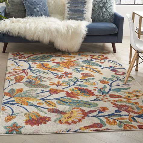 Yellow Area Rug, Vibrant Rugs, Area Rug Design, Yellow Area Rugs, Floral Area Rugs, Modern Floral, Boho Bedroom, Traditional Area Rugs, White Area Rug