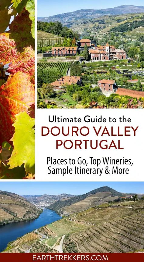 Douro Valley Travel Guide, Portugal. Visit the Douro Valley, the best wineries, with recommended restaurants, the best places to stay, how to plan your time, how to get around, and the best things to do in the Douro Valley. Day Trips From Porto, Douro Valley Portugal, Portugal Porto, Portugal Travel Guide, Travel Secrets, Douro Valley, Travel Plan, Dream Travel Destinations, Portugal Travel