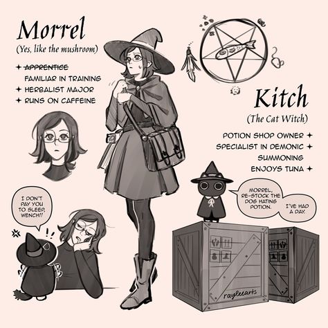 Kitch the Cat Witch and her human familiar, Morrel! We’re only at 24% funded so far, and the campaign for her plush ends at the end of this month! I wanted to post more mini comics of these two before the campaign started but I got SIIICK so here they are! Kitch is based off of my irl cat, Kiki. So is Walden. All my Lil Guy™️ characters are based off my cat. She deserves it. The goal is 500 but just getting funded would be superb so these can go out to the people who want it! They’ll ship ... Witch And Familiar Art, Witch Familiar Art, Witch Familiar Animals, Witch’s Familiar, Witch Familiar, Witch Girlfriend Meme, My Cat, Going Out, Witch