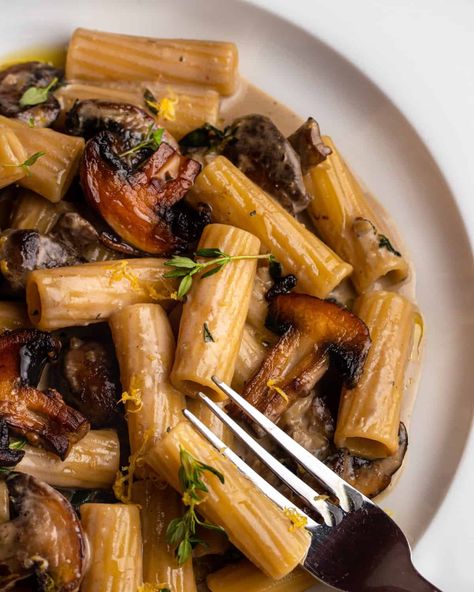 This creamy miso mushroom pasta has ALL the umami flavors. Golden toasted mushrooms mixed into a luscious creamy parmesan sauce. Food Definition, Burnt Butter, Miso Recipe, Miso Butter, Creamy Parmesan Sauce, Vegetable Crisps, Creamy Mushroom Pasta, Miso Paste, Vegetarian Pasta Recipes