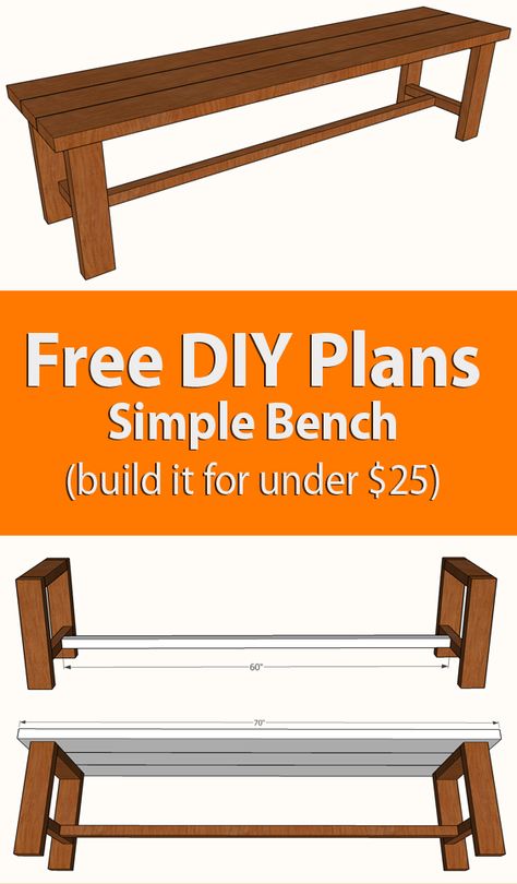 Outdoor Bench Plans, Wood Bench Plans, Simple Bench, Diy Bank, Farmhouse Bench Diy, Diy Wood Bench, Simple Benches, Diy Bench Outdoor, Bench Plans