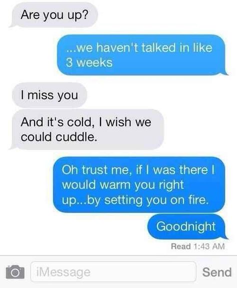 This person with a fiery response. | 17 Of The Greatest Responses To An Ex Text Of All Time Comebacks Humor, Savage Texts, Funny Texts Crush, Funny Text Fails, Text Fails, Funny Comebacks, Boyfriend Texts, Fallout 3, Boyfriend Humor