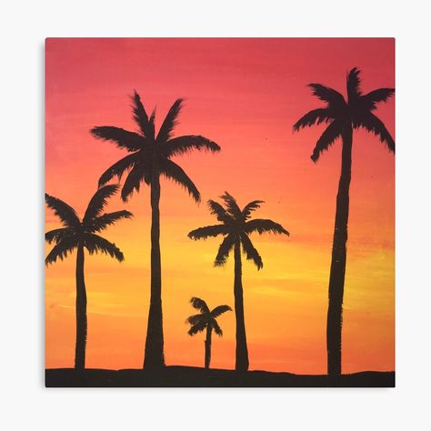 "Sunset painting with palm trees " Art Board Print for Sale by Amy-elise | Redbubble Tree Silhouette Sunset, Palm Trees Art, Palm Tree Painting, Palm Tree Crafts, Painted Sunset, Trees Art, Palm Tree Art, Palm Trees Painting, Palm Tree Silhouette