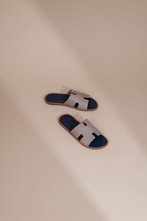 Hermès Izmir Sandals in Blanc Gomme/Bleu Celeste Santorini Sandals Hermes, Hermes Izmir Sandal, Hermes Sellier, Blue Hermes Blanket, Hermes Cheval D'orient, Hermes Shoes, Personal Shopper, Moon, Sandals