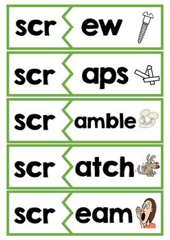 Beginning Trigraph Activity Card Games - scr, spl, str, shr, squ, thr Trigraph Activities, Reading Group Activities, Abc Reading, Learning Reading, Alternative Education, Phonics Reading, Busy Bags, Unschooling, Phonemic Awareness