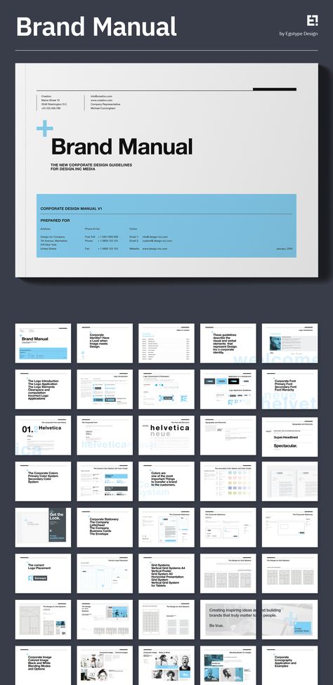 Brand Manual and Identity Template – Corporate Design Brochure – with 44 Pages and Real Text Minimal and Professional Brand Manual and Identity Brochure template for creative businesses, created in Adobe InDesign in International DIN A4 and US Letter format. Download here: https://1.envato.market/3eJQJB Corporate Identity Manual, Corporate Design Manual, Corporate Fonts, Brand Manual, Elegant Branding, Design Guidelines, Letter Format, Design Brochure, Stationery Mockup