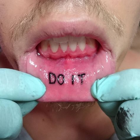 Just think — nobody has to know. Lip Tattoo Ideas, Inner Lip Tattoo, Mouth Tattoo, Secret Tattoo, 16 Tattoo, Hidden Tattoos, Tattoo Trend, Poke Tattoo, Lip Tattoos