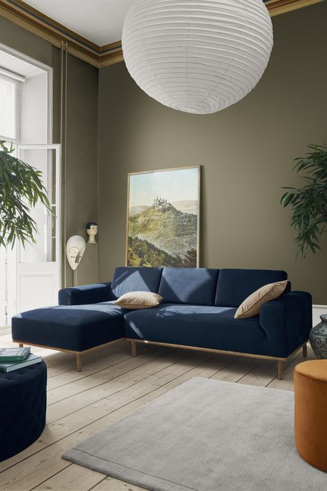 Blue Couch Living, Blue Sofa Living, Blue Sofas Living Room, Blue Couch Living Room, Sofa Arrangement, Blue Couch, Blue Couches, Modern Sofa Designs, Living Room Sofa Design