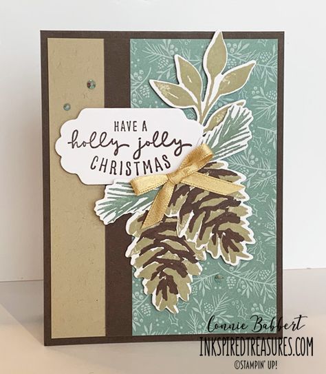 Christmas Season Stampin Up Cards, Stampin Up Nature's Prints, Stampin Up Painted Christmas, Stampin Up Christmas Season, Christmas Party Backdrop, Painted Christmas Cards, Stamping Projects, Stamped Christmas Cards, Wooden Christmas Decorations