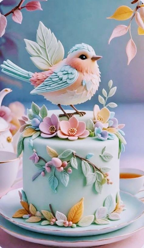 Decorate A Cake, Cake Design Inspiration, Bird Cake, Birthday Cake Decorating Ideas, Making Cakes, Fantasy Cake, Beautiful Cake Designs, Cupcakes Decorados, Bird Cakes