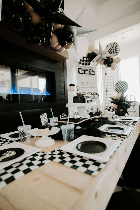 VANS Birthday Party Ideas | Photo 2 of 27 | Catch My Party Greaser Birthdays, Two Cool Birthday Party Decorations, Vans First Birthday, Checkered Theme Party, Vans Themed Party Ideas, Vans Themed Birthday Party, Two Rad Birthday Party Boy, Skateboard Themed Birthday Party, Bruh Birthday Party