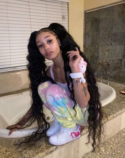 Coi Leray, Two Ponytails, High Ponytail Hairstyles, Wavy Ponytail, Swag Girl Style, Girls Hairstyles Braids, High Ponytails, Baddie Hairstyles, Black Girls Hairstyles