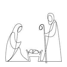 Snowman Line Drawing, Line Drawing Christmas Card, Christmas Line Art Drawings, Nativity Line Art, Christmas Cards Black And White, Nativity Printables Free, Christmas Outline Drawings, Winter Line Art, Baby Jesus Drawing