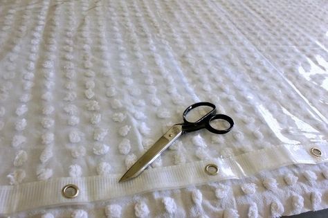 shower curtain made from vintage bedspread, bathroom ideas, crafts, home decor, repurposing upcycling, reupholster, window treatments Chenille Crafts, Linen Bedding Natural, Car Part Furniture, Vintage Bedspread, Yard Sales, Chenille Bedspread, White Shower, Chic Bathrooms