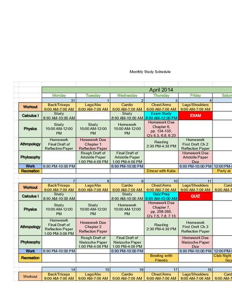 Sample Monthly Study Schedule Monthly Study Schedule, Self Study Schedule, Best Study Timetable, Semester Schedule, Study Timetable Template, Schedule College, Class Schedule College, Study Plan Template, Study Schedule Template