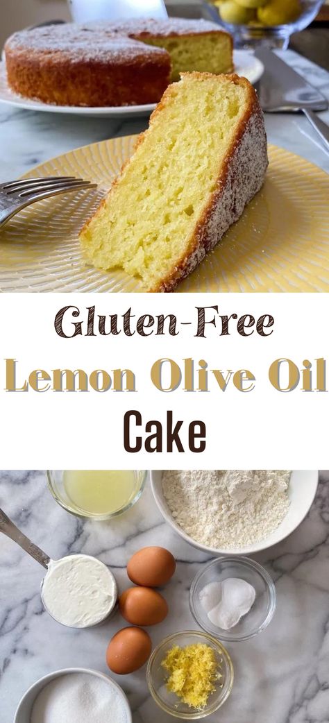 This wonderfully simple gluten-free cake is incredibly moist and tender thanks to the olive oil, has a bright lemon flavor thanks to lots of fresh lemon juice and zest, and is not overly sweet, making it an exquisite dessert to wrap up any meal, or enjoy with alongside tea or coffee any time. Olive Oil Cake Gluten Free, Oil Cake Recipe, Olive Oil Cake Recipe, Lemon Olive Oil Cake, Almond Flour Cakes, Gluten Free Cake Recipe, Lemon Olive Oil, Oil Cake, Olive Oil Cake