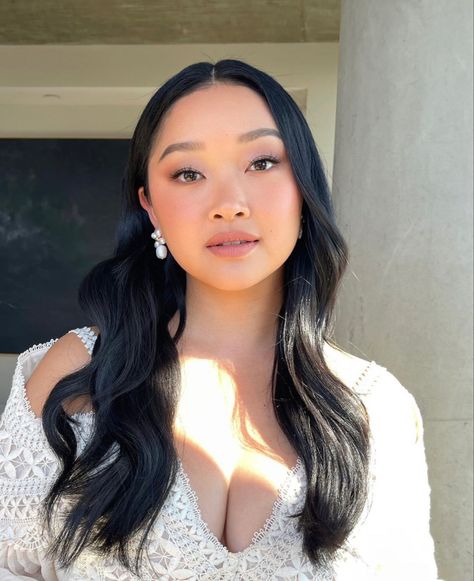 The Happiest Season, Asian Wedding Makeup, Asian Bridal Hair, Happiest Season, Bridal Hair Down, Lana Condor, Event Makeup, Bridal Makeup Natural, Natural Wedding Makeup