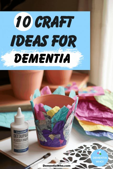 ❤️ Save for later 👉 Tap to see all 10 simple and fun crafts for your loved one with dementia!  Click below to learn more about the 10 exciting craft ideas that your loved one with dementia at home or nursing home will love.  They'll help with engagement and are fun activities for seniors or the elderly. Craft For Elderly Nursing Homes, Art Projects For Seniors Assisted Living, January Ideas For Seniors, Memory Care Games, Elderly Activities Crafts Nursing Homes, Elder Activities, Fun Activities For Seniors, Elderly Activities Crafts, Senior Activity Ideas