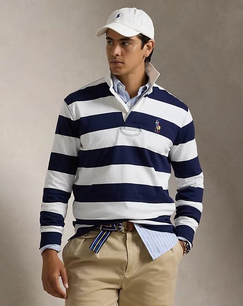 Classic Fit Striped Jersey Rugby Shirt School Clothing, Armenia Azerbaijan, Striped Jersey, Ralph Lauren Purple Label, Rugby Shirt, Formal Shirts, Trouser Jeans, Casual Sweatshirt, Jumpers And Cardigans