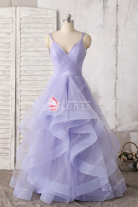 Lavender Prom Dress Long, Dresses Layered, Flounced Skirt, Lavender Prom Dresses, Pretty Quinceanera Dresses, Stunning Prom Dresses, 16 Dress, Purple Prom Dress, Lavender Dresses