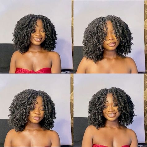 4c Crochet Hair, Curly Hairstyles With Dresses, Crochet Afro With Bangs, Crochet Curly Afro, Crochet Curly Hair With Bangs, Crochet Afro Hair, Curly Crochet Braids Hairstyles, 4c Crochet Hairstyles, Yanky Twists Crochet Hairstyles