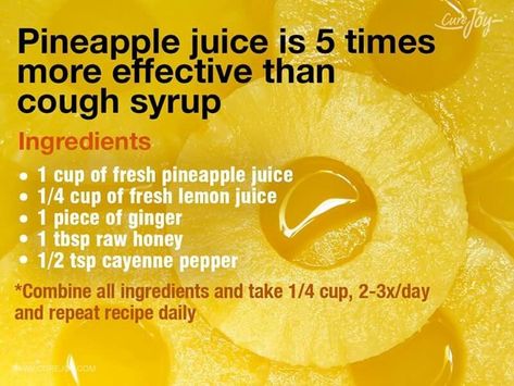 Pineapple Juice For Sore Throat, Cough Medicine, Sick Remedies, Smoothie Detox, Natural Healing Remedies, Cough Remedies, Cold Remedies, Natural Therapy, Sore Throat