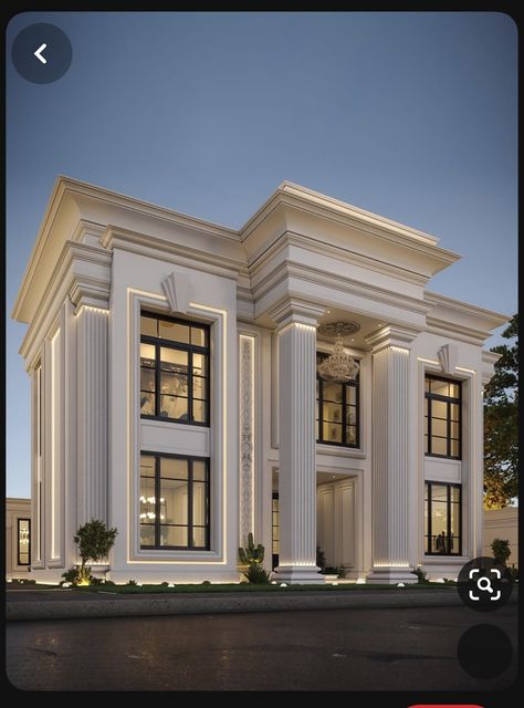 Classic Elevation Design, Modern Villa Exterior, Classic Mansion, Classic Facade, House Plans Mansion, House Balcony Design, Mansion Designs, Colonial Exterior, Classic Villa