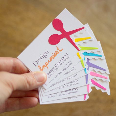 tag creative DIY business card - pinking shears! Craft Business Cards, Clever Business Cards, Watercolor Business Cards, Free Business Card Templates, Diy Business Cards, Business Card Inspiration, Business Card Templates, Design Salon, Free Business Cards