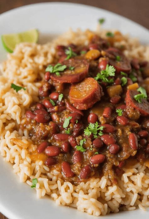 Southern Red Beans and Rice Recipe

Ingredients

- 1 pound dried red beans
- 1 onion, diced
- 1 green bell pepper, diced
- 2 celery stalks, diced
- 4 cloves garlic, minced
- 1 smoked sausage, sliced
- 1 bay leaf
- 1 teaspoon dried thyme
- 1 teaspoon paprika
- 1/2 teaspoon cayenne pepper
- 4 cups chicken broth
- Salt and pepper to taste
- 4 cups cooked white rice
- Chopped green onions for garnish

Full Cooking Instructions on... Recipes Using Dried Black Beans, Pressure Cooker Red Beans And Rice, Healthy Red Beans And Rice, Bean Dinner Recipes Main Dishes, Red Bean Recipes, Southern Red Beans And Rice Recipe, Southern Red Beans And Rice, Southern Red Beans, Kidney Beans And Rice