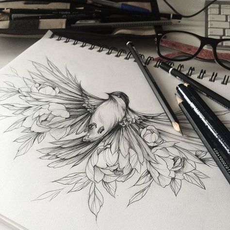 A little bit obsessed with this bird drawing and it's flower wings! Such a great tattoo idea. Where would you get this?   Boho tattoo | boho tattoo ideas | bird tattoo | flower tattoo | tattoo idea Apple Blossom Tattoos, Mama Tattoos, Vogel Tattoo, Sanskrit Tattoo, Grim Reaper Tattoo, Sailor Jerry Tattoos, Drawing Eyes, Drawing Hair, Cat Tattoos