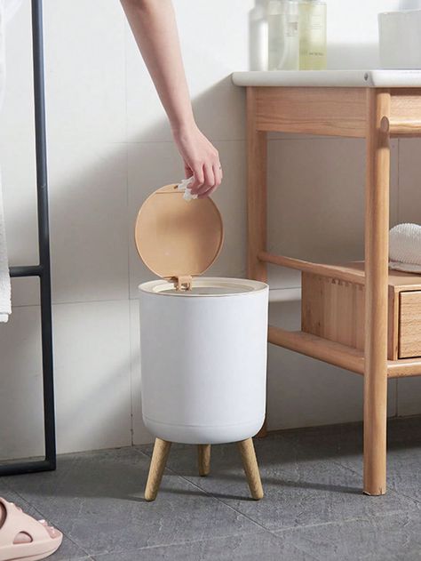 1pc Plastic Waste Bin, Modernist Garbage Can For HomeI discovered amazing products on SHEIN.com, come check them out! Wooden Trash Can, Bathroom Waste Basket, Garbage Containers, Bathroom Bin, Bathroom Trash Can, Rubbish Bin, Kitchen Trash Cans, Plastic Bins, Trash And Recycling Bin