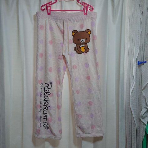 Kawaii Pajama Set, Cutecore Pants, Rilakkuma Merch, Japanese Kawaii Fashion, Cute Lounge, Silly Clothes, Kid Outfits, Hat Aesthetic, Kitty Clothes