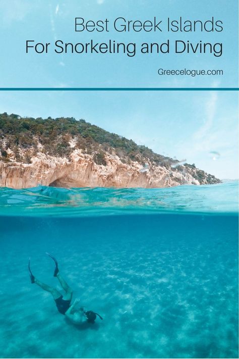 Clear water, shipwrecks, and abundant marine life … these are the main reasons why you should consider a diving or snorkeling vacation in Greece. But it’s easier said than done, as there are plenty of amazing places to choose. To make your life a bit easier, we’ve put together a list of the best Greek islands to consider for a snorkeling (or diving) holiday. Scuba Diving In Greece, Greece Snorkeling, Vacation In Greece, Best Greek Islands, Europe 2023, Thasos, Mediterranean Travel, Europe 2024, Europe Continent