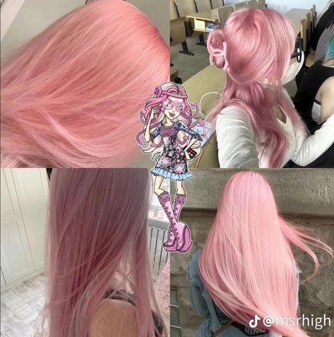 Monster high cute light pink hair color idea Fluttershy Pink Hair, Monster High Hair Color, Hair Dye Colors Curly Hair, Light Pink Hairstyles, Pink Light Hair, Light Pink Hair Ideas, Pink Brown And Blonde Hair, Pink And Light Pink Hair, Light Pink Peekaboo Hair