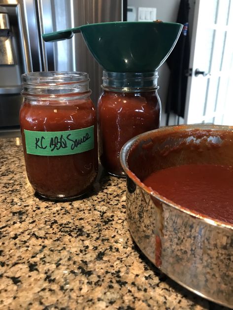 Canned Bbq Sauce Recipe, Canned Bbq Sauce, Canning Bbq Sauce, Kansas City Bbq Sauce Recipe, Kansas City Bbq Sauce, Dehydrating Recipes, Barbecue Sauce Recipe, Bbq Sauce Ingredients, Ball Canning