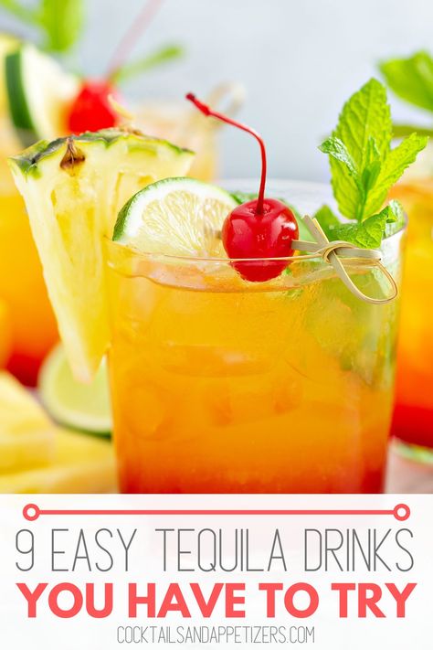 Mix Drinks With Tequila Easy, Tequila Drinks With Pineapple Juice, Tequila Mixed Drinks Recipes, Fruity Tequila Cocktails, Tequila And Sprite Drinks, Easy Cocktail Recipes Tequila, Mixed Drinks With Patron Tequila, Easy Tequila Drinks Simple Cocktail Recipes, Tequila Pitcher Cocktails