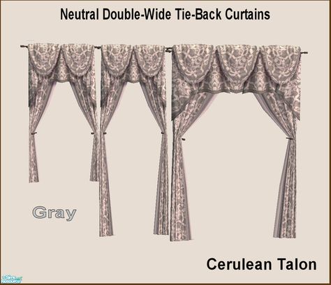 The Sims Resource - Curtains in Neutrals - Gray and White The Sims 4 Cc Curtains Patreon, The Sims 4 Cc Curtains, Sims 4 Curtains Cc, Victorian Windows, Playground Slide, Elegant Curtains, Window Box, Sims Resource, Umbrella Stand