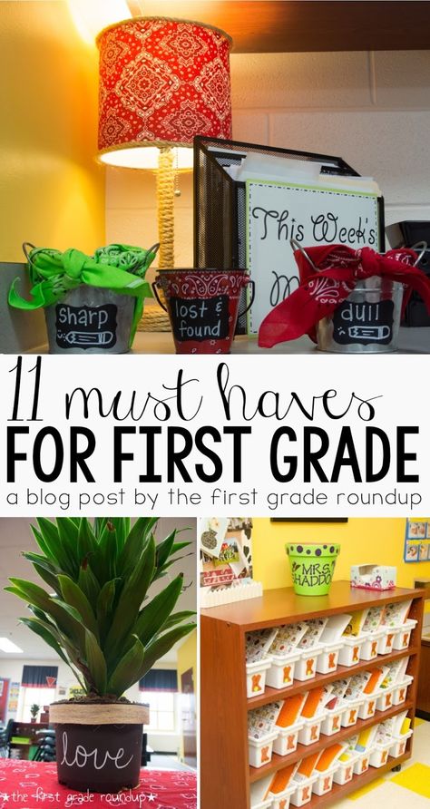 After 10 years of experience in first grade, here is my list of things you just can't live without in your first grade classroom from a minimalist's perspective! Teaching 1st Grade, First Year Teaching, First Grade Activities, Teaching First Grade, 2nd Grade Classroom, First Grade Classroom, First Grade Teachers, New Classroom, Primary Classroom