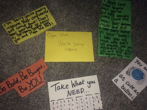 Open when... you’re feeling insecure Open When You Feel Insecure Letter, Open When You’re Feeling Insecure, Open When Your Feeling Insecure, Open When You Feel Insecure, Letters For When You're Feeling, Couples Projects, Diy Gifts For Boyfriend Birthday, Insecure Boyfriend, Best Diy Gifts