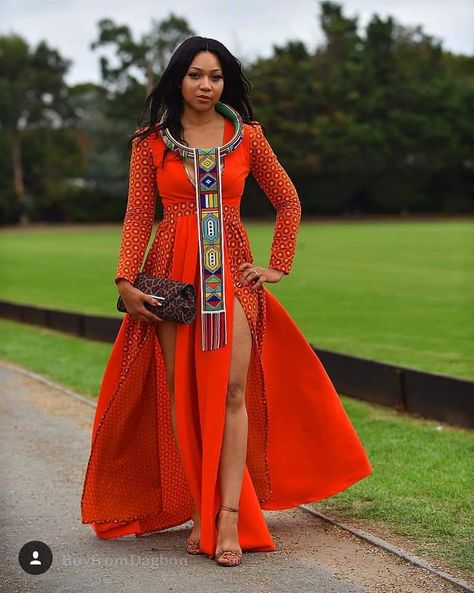 Lux with shweshwe touch!AFRICAN BOLDNESS! Maasai Dress Designs, Ndebele Print Outfits, Maasai Dress, Ndebele Print, Ndebele Traditional Attire, South African Traditional Dresses, African Traditional Wear, African Traditional Wedding Dress, African Wedding Attire